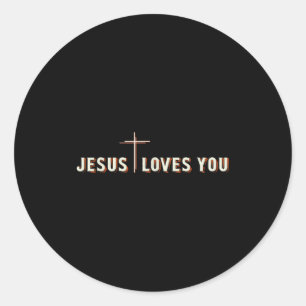 Adesivo Redondo Cruz de Jesus Ama Você Deus Gráfico Cristão