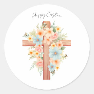Adesivo Redondo Cruz de Páscoa aquarela personalizada
