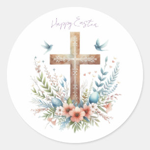 Adesivo Redondo Cruz de Páscoa aquarela personalizada