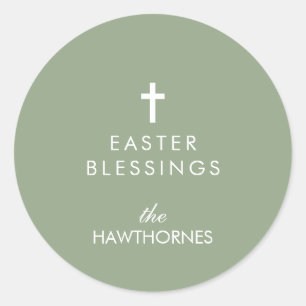 Adesivo Redondo Cruz de Páscoa Pastel Elegante