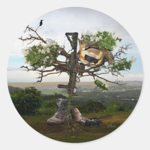 Adesivo Redondo Cruz de Soldado Falado