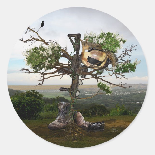 Adesivo Redondo Cruz de Soldado Falado (Frente)