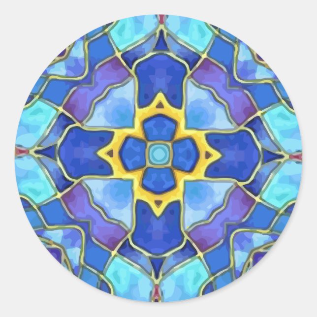 Adesivo Redondo Cruz de Vidro Manchada, Cristã para Personalizar (Frente)