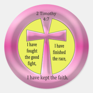 Adesivo Redondo Cruz do 4:7 de 2 Timothy