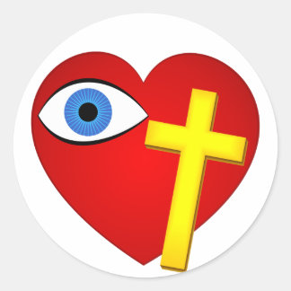 Adesivo Redondo cruz do coração ocular