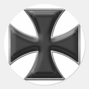 Adesivo Redondo Cruz do ferro da fibra do carbono - preto