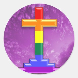 Adesivo Redondo Cruz do orgulho gay