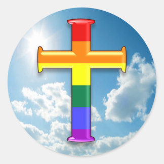 Adesivo Redondo Cruz do Orgulho LGBT