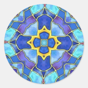 Adesivo Redondo Cruz do vitral, cristão a personalizar
