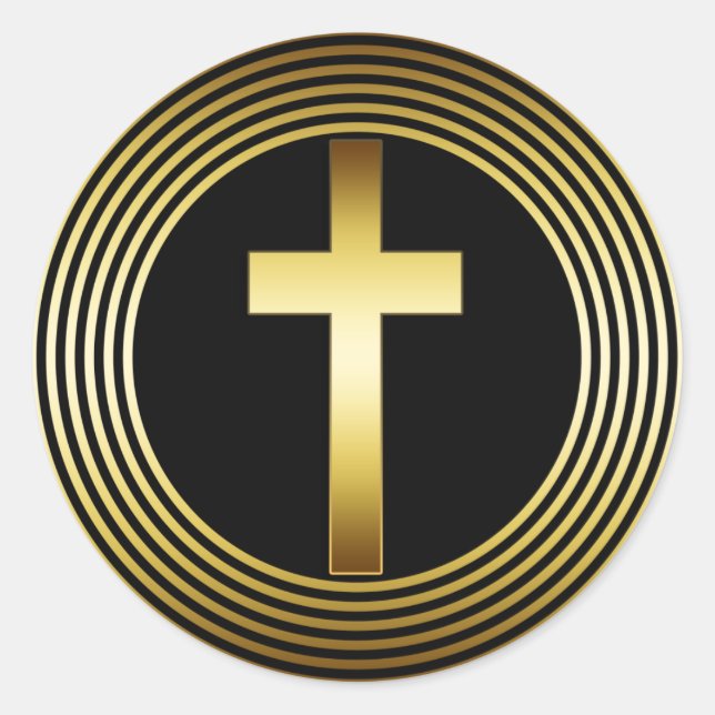 Adesivo Redondo CRUZ Dourada (Frente)