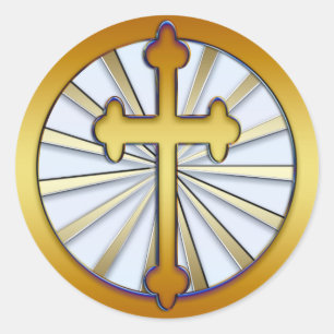 Adesivo Redondo CRUZ Dourada