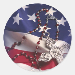 Adesivo Redondo Cruz e Bandeira do Dia dos Veteranos