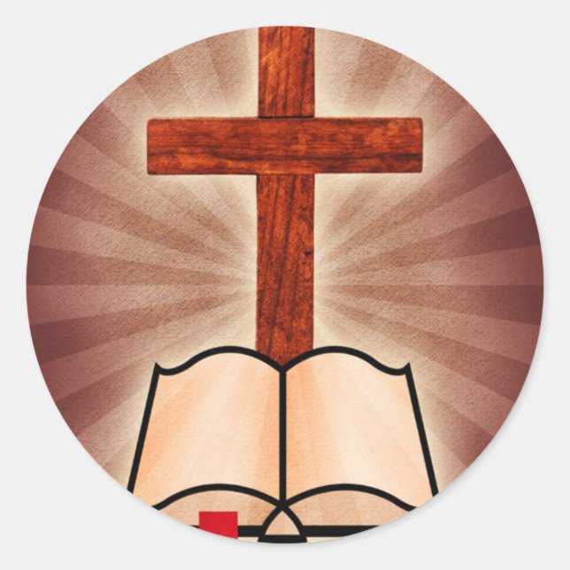 Adesivo Redondo Cruz E Bíblia (Frente)