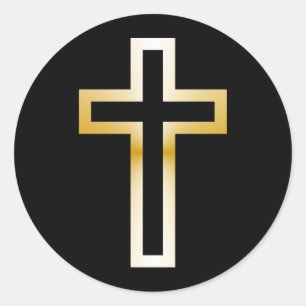 Adesivo Redondo Cruz em azul preto Dourado ou Prata