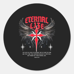 Adesivo Redondo Cruz Eterna de Jesus Vida Punk Gótico Nu Goth Bíbl