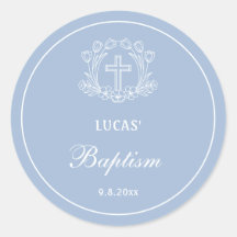 Cruz Floral Simples no Batismo Azul Claro