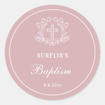 Cruz Floral Simples no Batismo Rosa