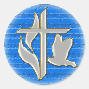 Adesivo Redondo Cruz metodista com pomba