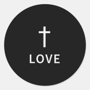 Adesivo Redondo Cruz Minimalista Cristã Amor Sutil Modo Religioso
