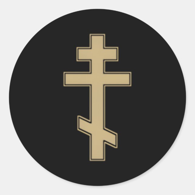 Adesivo Redondo Cruz ortodoxa russa eslavónica bizantina (Frente)