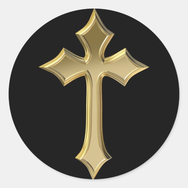 Adesivo Redondo cruz ouro (Frente)