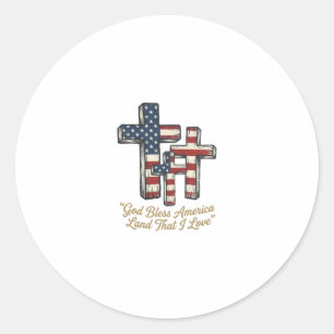 Adesivo Redondo Cruz Patriótico Deus Abençoe a América Camisa Desi