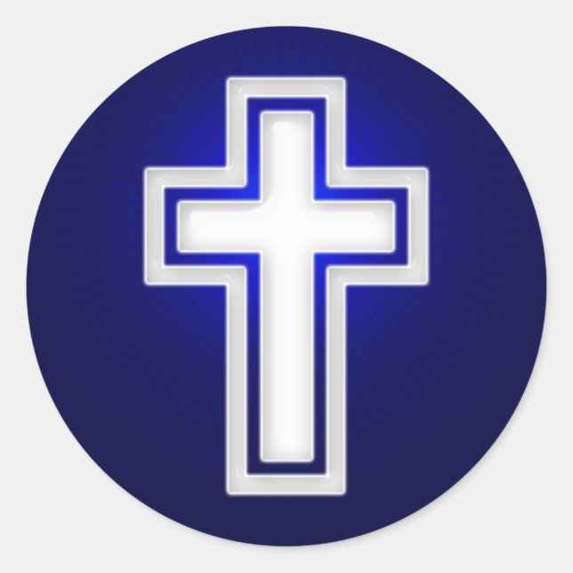 Adesivo Redondo Cruz Religiosa Branca | Cristão (Frente)
