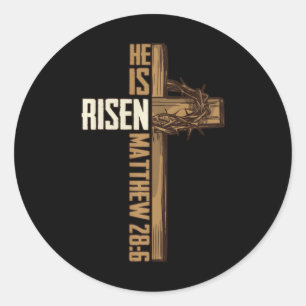 Adesivo Redondo Cruz Religiosa de Páscoa Ele Ressuscitou Jesus Cri