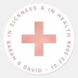 Adesivo Redondo Cruz Rosa na Doença e no Kit de Cobertura de Saúde