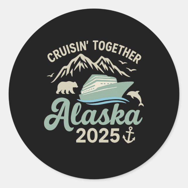Adesivo Redondo Cruzamento Conjunto Alasca 2025 Cruise Ship Alaska (Frente)