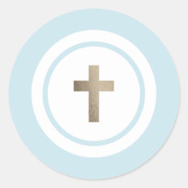 Adesivo Redondo Cruzamento de ouro simples e religioso