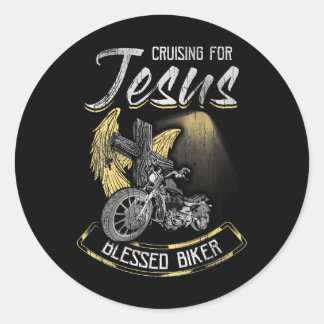 Adesivo Redondo Cruzamento Para Jesus Cross Christian Biker