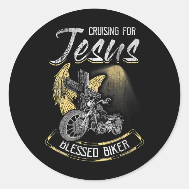 Adesivo Redondo Cruzamento Para Jesus Cross Christian Biker (Frente)