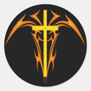 ADESIVO REDONDO CRUZAMENTO TRIBAL DO ESTILO E ÂNGULO