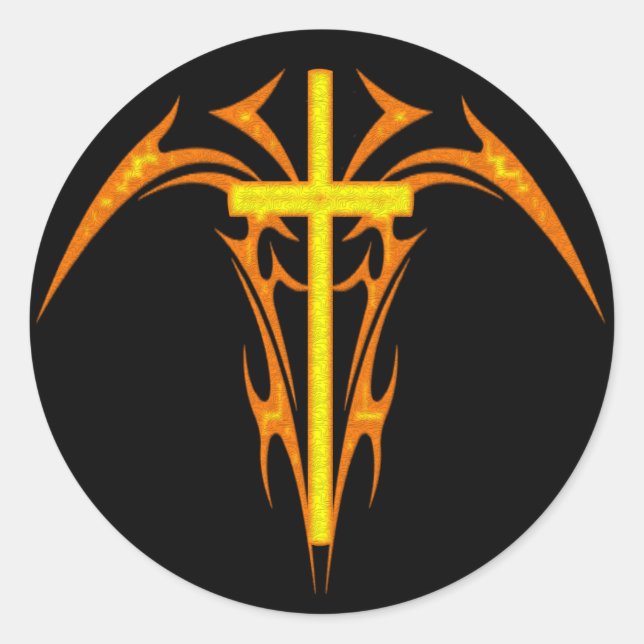 ADESIVO REDONDO CRUZAMENTO TRIBAL DO ESTILO E ÂNGULO (Frente)