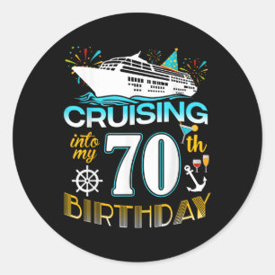Adesivo Redondo Cruzando Em Meu 70 De Tripulação De Aniversário De