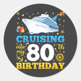 Adesivo Redondo Cruzando Na Minha Festa de aniversário 80