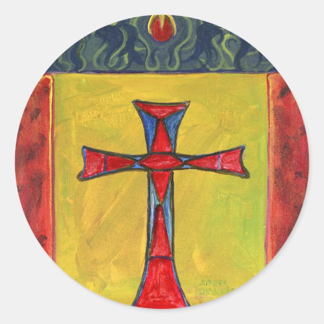 Adesivo Redondo Cruzar Cobra Estilo Medieval Design (Frente)