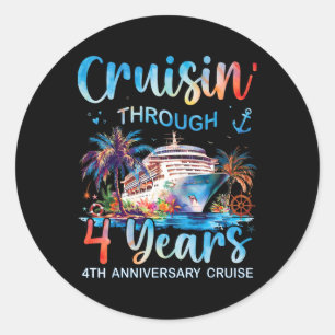 Adesivo Redondo Cruzeiro de 4º Aniversário Cruisin Through 4 Years
