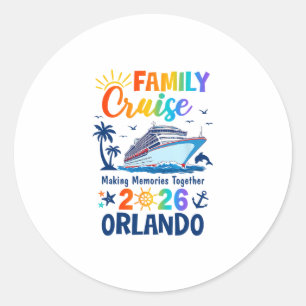 Adesivo Redondo Cruzeiro de Férias em Família em Orlando 2026 Famí