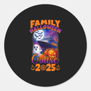 Adesivo Redondo Cruzeiro de Halloween em Família 2025 Diversão Par