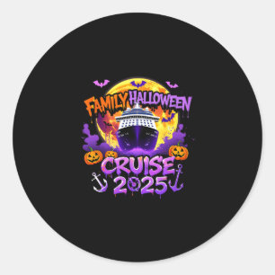 Adesivo Redondo Cruzeiro de Halloween em Família 2025 Equipe de Co