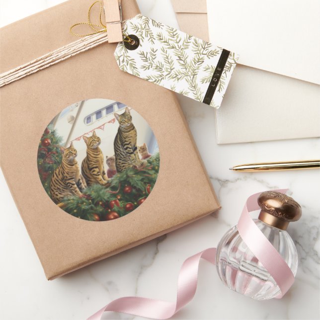 Adesivo Redondo Cruzeiro de Natal de Bengala: Feriado Pawsome (Presentear)