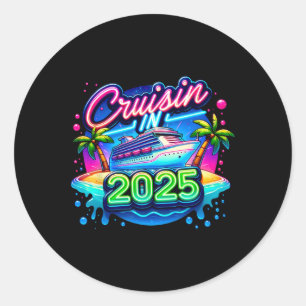 Adesivo Redondo Cruzeiro de Viagem de Cruzeiro em 2025 Férias de V