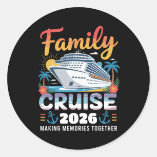 Adesivo Redondo Cruzeiro em Família 2026 Viagem de Férias Família