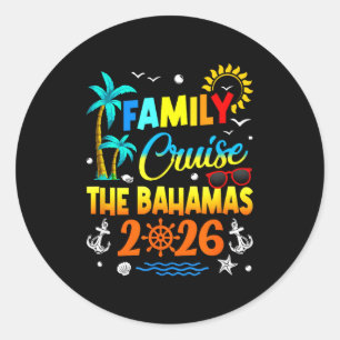 Adesivo Redondo Cruzeiro em Família nas Bahamas 2026 Verão Férias 