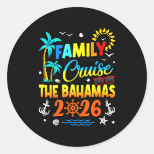 Adesivo Redondo Cruzeiro em Família nas Bahamas 2026 Verão Férias