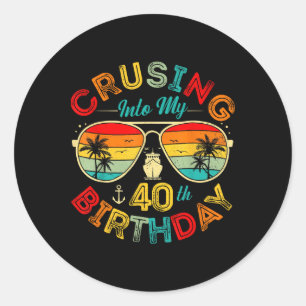 Adesivo Redondo Cruzeiro Para o Meu 40º Aniversário Festa de Navio