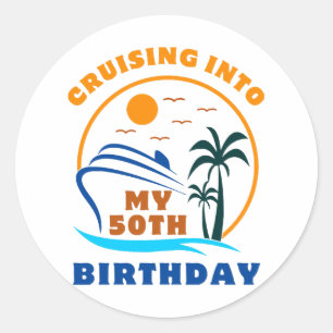 Adesivo Redondo Cruzeiro Para o Meu 50º Aniversário de Barco