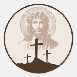 Adesivo Redondo Cruzes do Calvário de Jesus Fé Cristã Religiosa